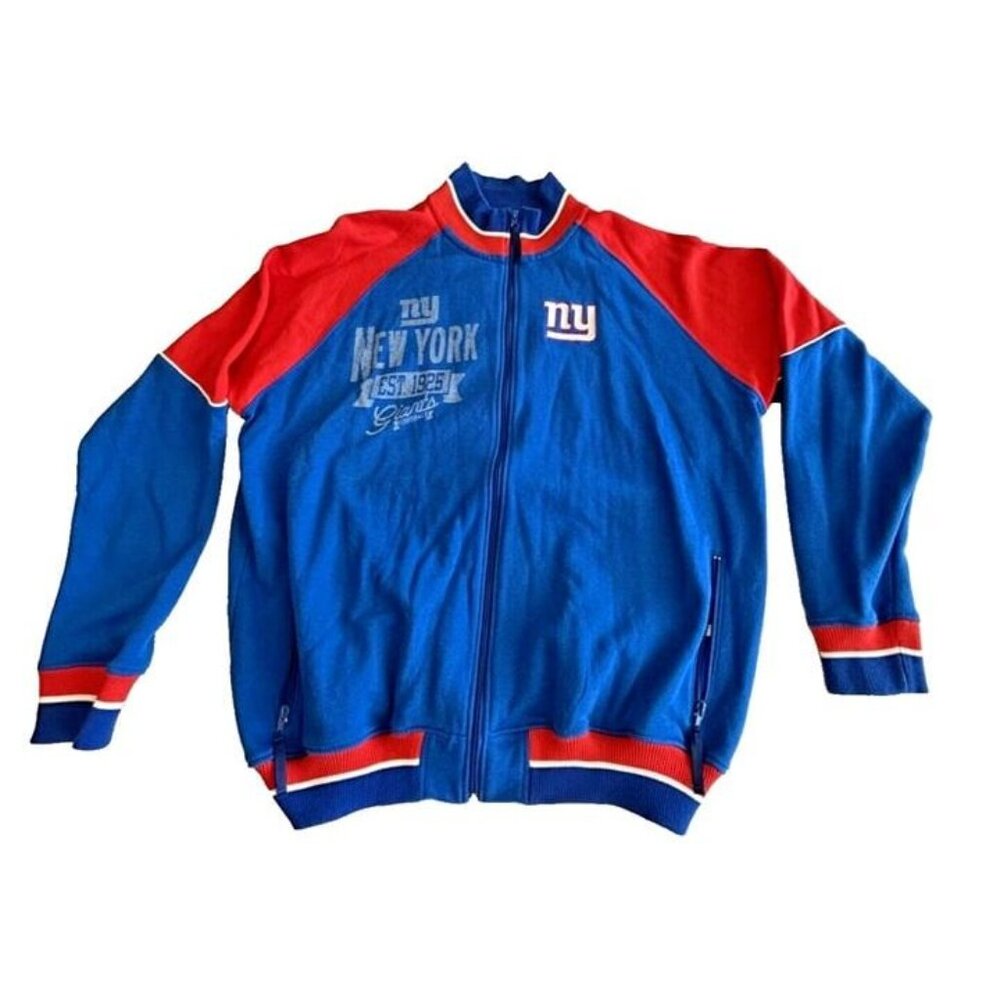 XXL Mens NFL New York Giants Football Full Zip Cotton Jersey Jacket with Pockets
